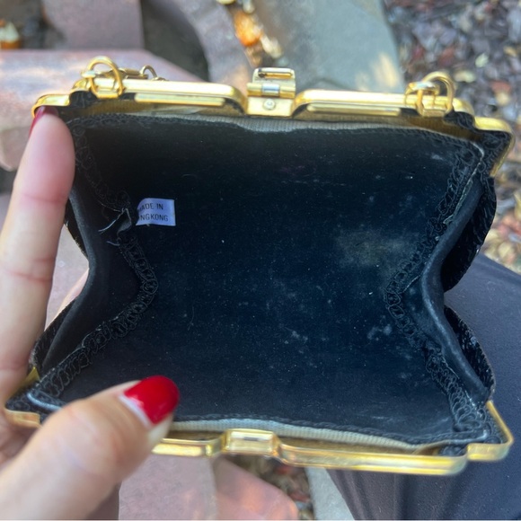 VINTAGE hard clamshell faux snakeskin art deco clutch, shoulder bag - Picture 8 of 10